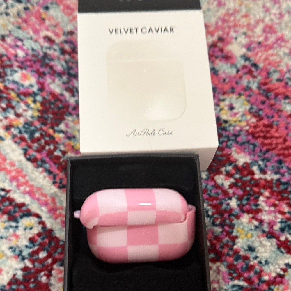 Velvet Caviar Pink Checkered AirPods Case BNIB